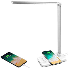 Lade das Bild in den Galerie-Viewer, Multifunktionale Schreibtischlampe mit kabellosem Ladegerät, USB-Ladeanschluss, Auto-Off-Timer, 5 Farben 5 Helligkeitsstufen Dimmbar, Desk Lamp