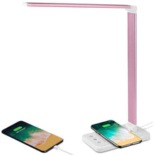 Lade das Bild in den Galerie-Viewer, Multifunktionale Schreibtischlampe mit kabellosem Ladegerät, USB-Ladeanschluss, Auto-Off-Timer, 5 Farben 5 Helligkeitsstufen Dimmbar, Desk Lamp
