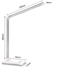 Lade das Bild in den Galerie-Viewer, LED Schreibtischlampe mit Ladefunktion und Auto-Off-Timer, 5 Farben 5 Helligkeitsstufen Dimmbar, Multifunktionale Tischleuchte mit USB-Ladeanschluss, Desk Lamp