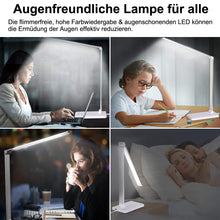Lade das Bild in den Galerie-Viewer, LED Schreibtischlampe mit Ladefunktion und Auto-Off-Timer, 5 Farben 5 Helligkeitsstufen Dimmbar, Multifunktionale Tischleuchte mit USB-Ladeanschluss, Desk Lamp
