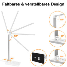 Lade das Bild in den Galerie-Viewer, Multifunktionale Schreibtischlampe mit kabellosem Ladegerät, USB-Ladeanschluss, Auto-Off-Timer, 5 Farben 5 Helligkeitsstufen Dimmbar, Desk Lamp