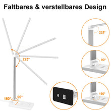 Lade das Bild in den Galerie-Viewer, Multifunktionale Schreibtischlampe mit kabellosem Ladegerät, USB-Ladeanschluss, Auto-Off-Timer, 5 Farben 5 Helligkeitsstufen Dimmbar, Desk Lamp