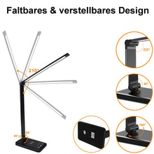 Lade das Bild in den Galerie-Viewer, Multifunktionale Schreibtischlampe mit kabellosem Ladegerät, USB-Ladeanschluss, Auto-Off-Timer, 5 Farben 5 Helligkeitsstufen Dimmbar (Pink)