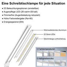 Lade das Bild in den Galerie-Viewer, LED Schreibtischlampe mit Ladefunktion und Auto-Off-Timer, 5 Farben 5 Helligkeitsstufen Dimmbar, Multifunktionale Tischleuchte mit USB-Ladeanschluss, Desk Lamp