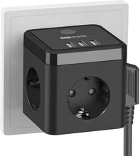 Lade das Bild in den Galerie-Viewer, Steckdosenwürfel Mehrfachsteckdose mit 3 USB & Schalter 3 Fach Steckdosenadapter Steckdosenleiste/Multiple Socket