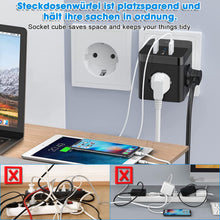 Lade das Bild in den Galerie-Viewer, Mehrfachsteckdose Steckdosenwürfel mit 3 USB & Schalter, 3 Fach Steckdosenadapter, Steckdosenleiste, Multiple Socket
