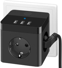 Lade das Bild in den Galerie-Viewer, Mehrfachsteckdose Steckdosenwürfel Steckdosenleiste mit 3 USB Ladegerät Anschluss 6-in-1 Multiple Socket 3 Fach Steckdosen