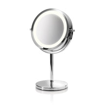 Lade das Bild in den Galerie-Viewer, Eleganter Kosmetikspiegel mit LED-Licht, Einstellbare Farbtemperatur, Drehbar und mit 5-facher Vergrößerung, 7 Zoll
