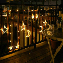 Lade das Bild in den Galerie-Viewer, 3,5m Lichterkette Weihnachtsdeko LED Lichtervorhang Weihnachts Sterne Mond Motiv