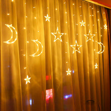 Lade das Bild in den Galerie-Viewer, 3,5m Lichterkette Weihnachtsdeko LED Lichtervorhang Weihnachts Sterne Mond Motiv