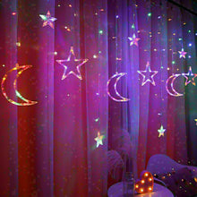 Lade das Bild in den Galerie-Viewer, 3,5m Lichterkette Weihnachtsdeko LED Lichtervorhang Weihnachts Sterne Mond Motiv
