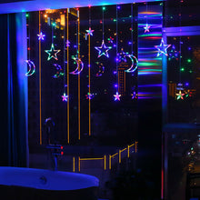 Lade das Bild in den Galerie-Viewer, 3,5m Lichterkette Weihnachtsdeko LED Lichtervorhang Weihnachts Sterne Mond Motiv