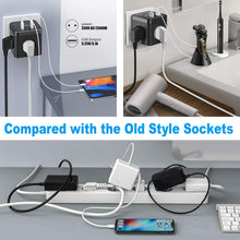 Lade das Bild in den Galerie-Viewer, Mehrfachsteckdose Steckdosenwürfel mit 3 USB &amp; Schalter, 3 Fach Steckdosenadapter, Steckdosenleiste, Multiple Socket
