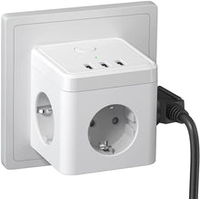 Lade das Bild in den Galerie-Viewer, Steckdosenwürfel Mehrfachsteckdose mit 3 USB &amp; Schalter 3 Fach Steckdosenadapter Steckdosenleiste/Multiple Socket
