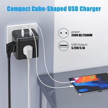 Lade das Bild in den Galerie-Viewer, 6-in-1 Mehrfachsteckdose, Steckdosenwürfel mit 3 USB, 3 Fach Steckdosenleiste, Steckdosenadapter, Steckdose Mehrfach, Multiple Socket
