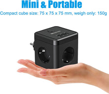 Lade das Bild in den Galerie-Viewer, 6-in-1 Mehrfachsteckdose, Steckdosenwürfel mit 3 USB, 3 Fach Steckdosenleiste, Steckdosenadapter, Steckdose Mehrfach, Multiple Socket
