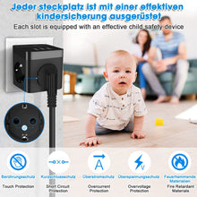 Lade das Bild in den Galerie-Viewer, 6-in-1 Mehrfachsteckdose, Steckdosenwürfel mit 3 USB, 3 Fach Steckdosenleiste, Steckdosenadapter, Steckdose Mehrfach, Multiple Socket
