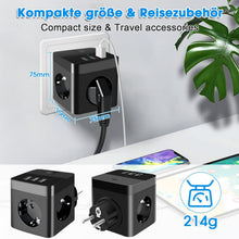 Lade das Bild in den Galerie-Viewer, Mehrfachsteckdose Steckdosenwürfel Steckdosenleiste mit 3 USB Ladegerät Anschluss 6-in-1 Multiple Socket 3 Fach Steckdosen
