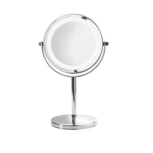 Lade das Bild in den Galerie-Viewer, Eleganter Kosmetikspiegel mit LED-Licht, Einstellbare Farbtemperatur, Drehbar und mit 5-facher Vergrößerung, 7 Zoll
